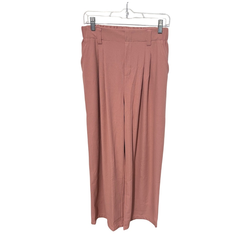 Halara Wide Leg Pants Womens Medium Mauve Pleated High Waisted Textured Trousers